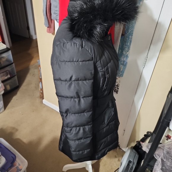 Michael Kors Black Puffer Jacket with Faux Fur Trim - Picture 2 of 8